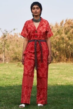 Ikai Rust Shibori Dyed Jumpsuit