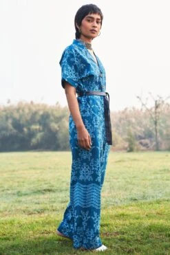 Ikai Slate Blue Shibori Dyed Jumpsuit -Echo Clothing Store ik19 2