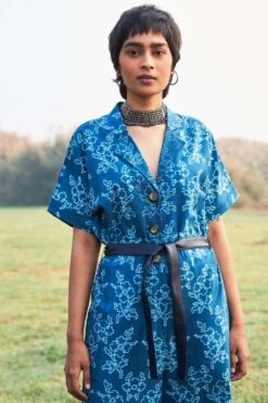 Ikai Slate Blue Shibori Dyed Jumpsuit -Echo Clothing Store ik19 4