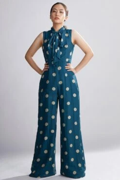 KoAi Teal Polka Dotted Jumpsuit