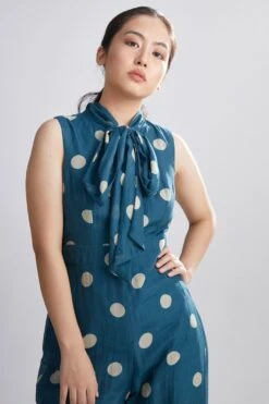 KoAi Teal Polka Dotted Jumpsuit -Echo Clothing Store kofw20058 3