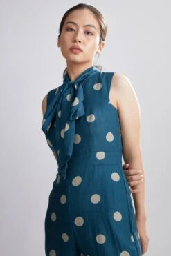 KoAi Teal Polka Dotted Jumpsuit -Echo Clothing Store kofw20058 4