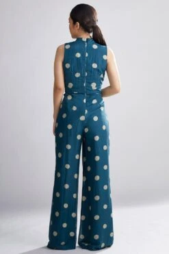 KoAi Teal Polka Dotted Jumpsuit -Echo Clothing Store kofw20058 5