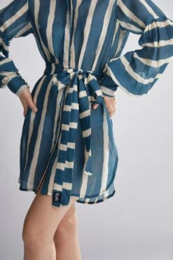 KoAi Teal Striped Shirt Dress -Echo Clothing Store kofw20068 5