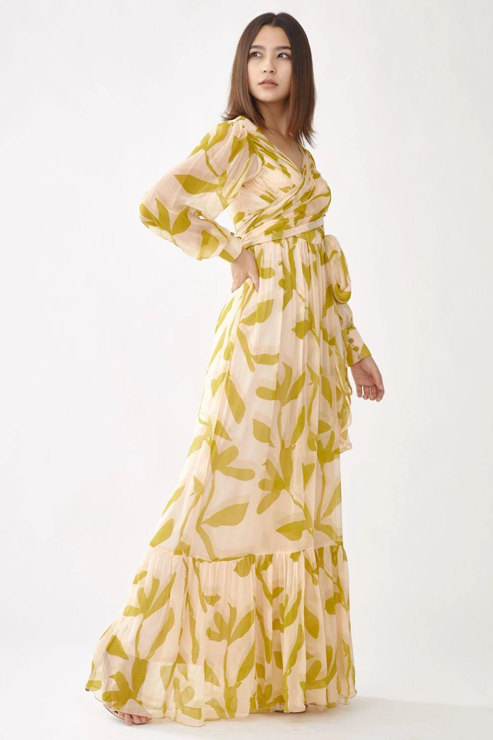 KoAi Peach & Mustard Floral Wrap Jumpsuit 3 KoAi Peach & Mustard Floral Wrap Jumpsuit - Image 3