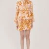 KoAi Peach & Mustard Floral Short Dress