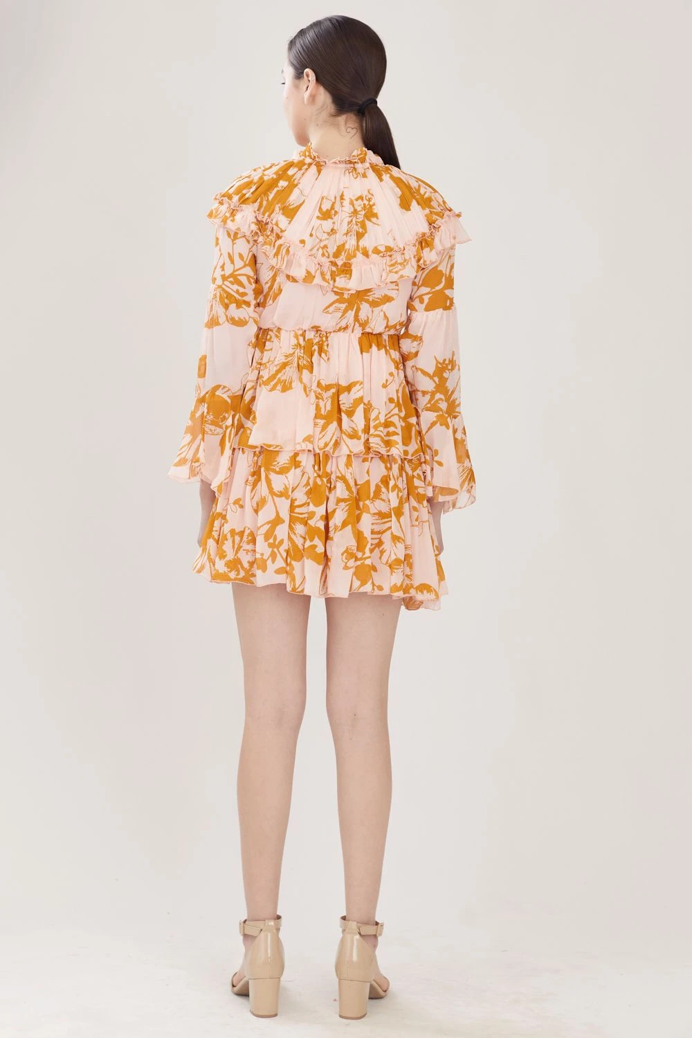 KoAi Peach & Mustard Floral Short Dress 5 KoAi Peach & Mustard Floral Short Dress - Image 5