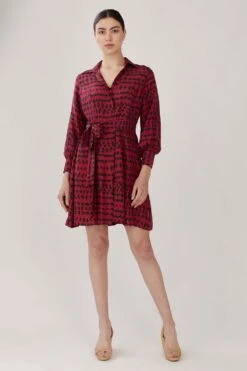 KoAi Abstract Printed Shirt Dress With A Belt