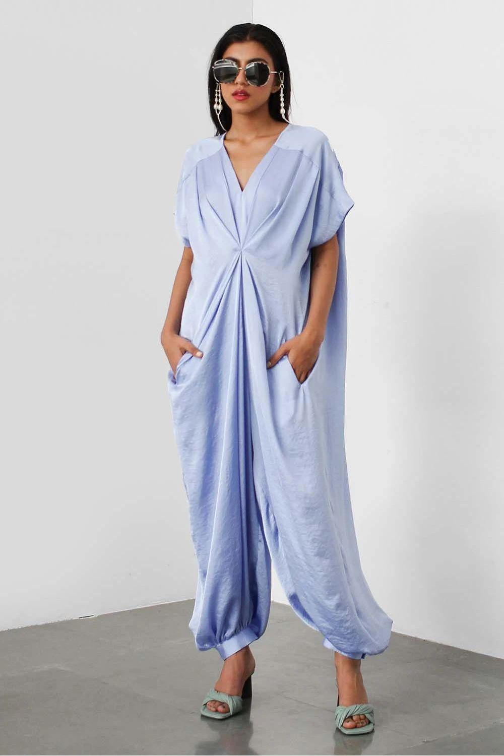 431-88 By Shweta Kapur Ice Blue Lounge Jumpsuit 1 431-88 By Shweta Kapur Ice Blue Lounge Jumpsuit