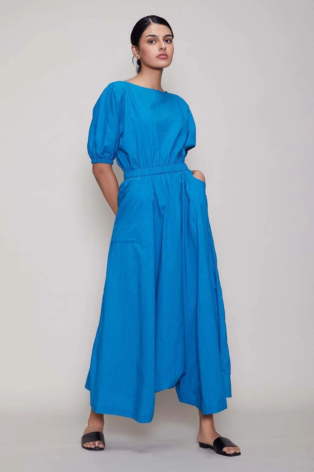 Mati Blue Jumpsuit With Elasticated Waist 2 Mati Blue Jumpsuit With Elasticated Waist - Image 2