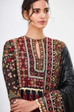 Nakul Sen Black Anarkali Set With Tribal Embroidery 8 Nakul Sen Black Anarkali Set With Tribal Embroidery -Echo Clothing Store ns 1035 3