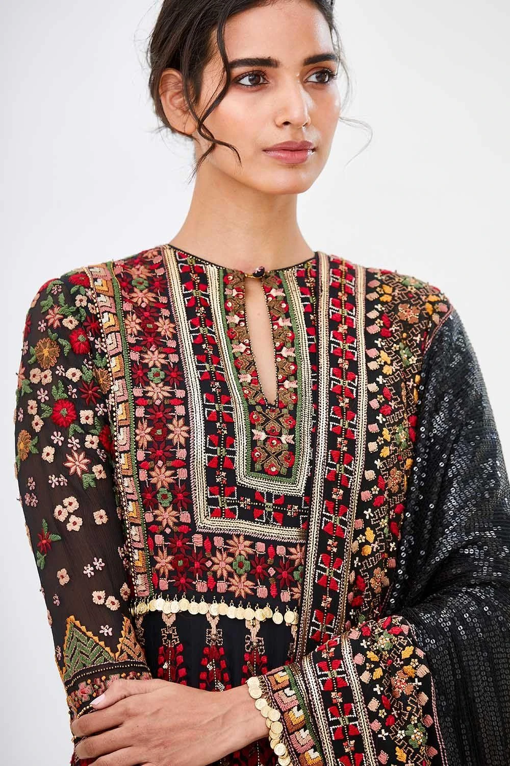 Nakul Sen Black Anarkali Set With Tribal Embroidery 3 Nakul Sen Black Anarkali Set With Tribal Embroidery - Image 3