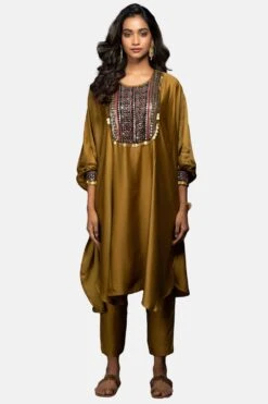 Prahnaaya Gold Mustard Anti-fit Kurta Set