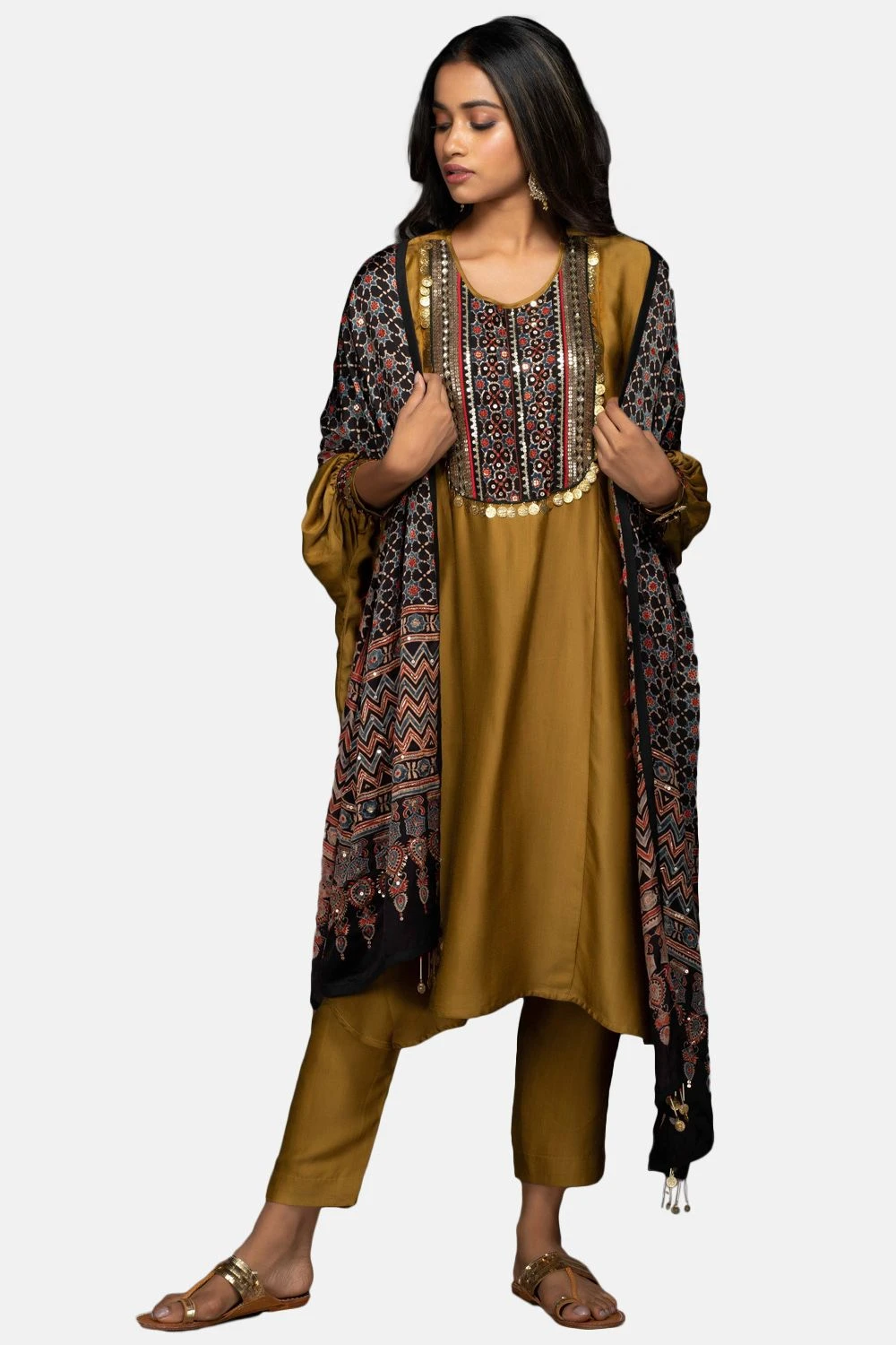 Prahnaaya Gold Mustard Anti-fit Kurta Set With Dupatta 1 Prahnaaya Gold Mustard Anti-fit Kurta Set With Dupatta
