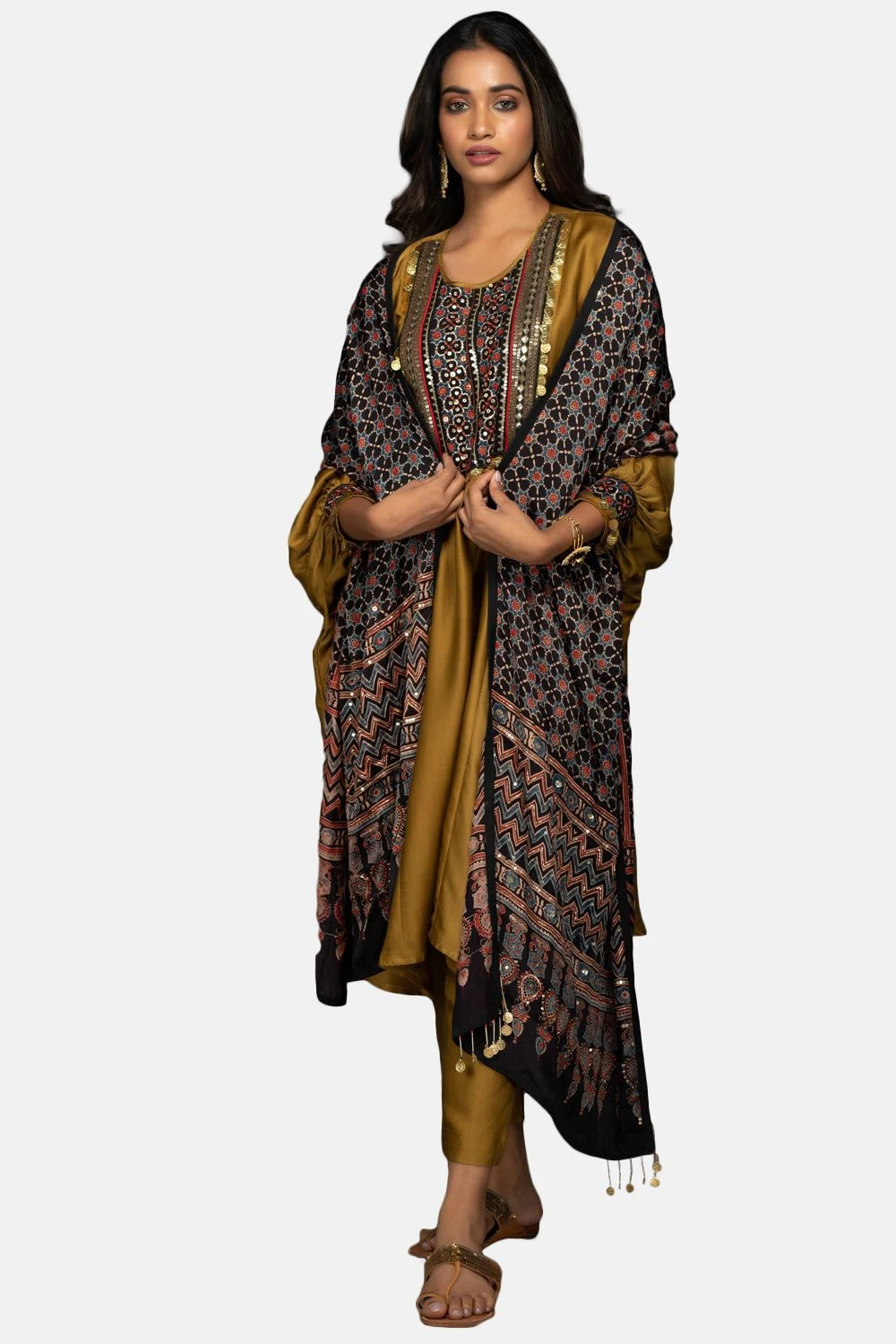 Prahnaaya Gold Mustard Anti-fit Kurta Set With Dupatta 2 Prahnaaya Gold Mustard Anti-fit Kurta Set With Dupatta - Image 2