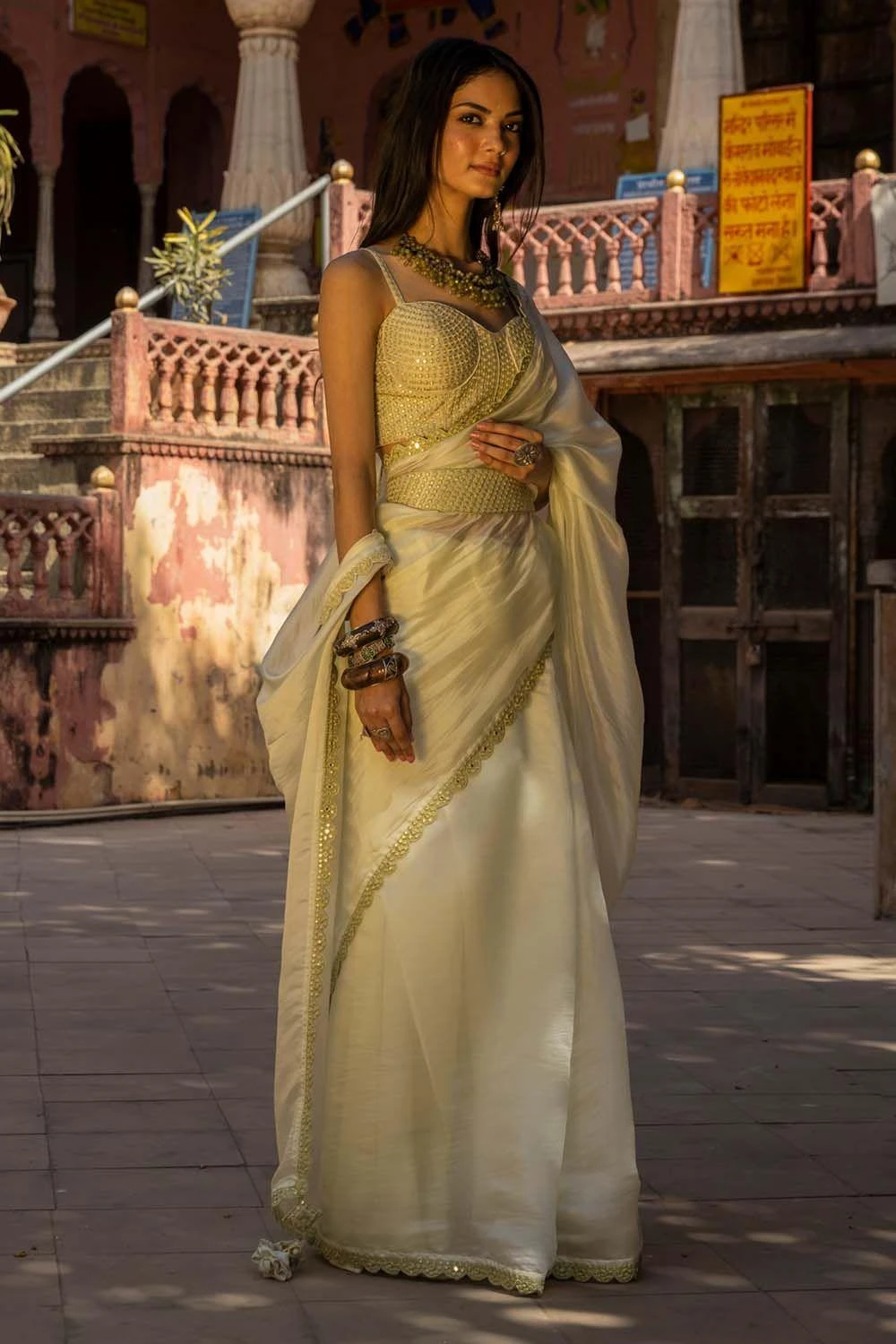 Punit Balana Mint Green Organza Silk Sari 2 Punit Balana Mint Green Organza Silk Sari - Image 2