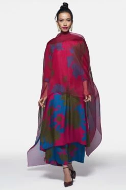 Payal Khandwala Magenta Printed Silk Organza Dupatta