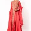 Petticoat Lane By Divya Pink Floral Embroidered Anarkali Set