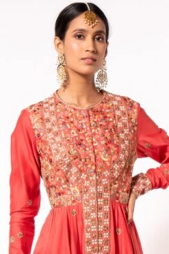 Petticoat Lane By Divya Pink Floral Embroidered Anarkali Set -Echo Clothing Store pl0709 4