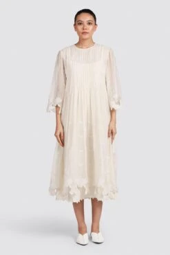 Ikai Cutwork Pleated Dress