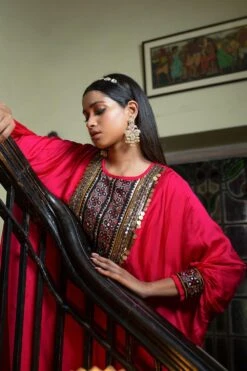 Prahnaaya Pink Anti Fit Kurta Set With Ajrakh Patch 7 Prahnaaya Pink Anti Fit Kurta Set With Ajrakh Patch -Echo Clothing Store prah04 3