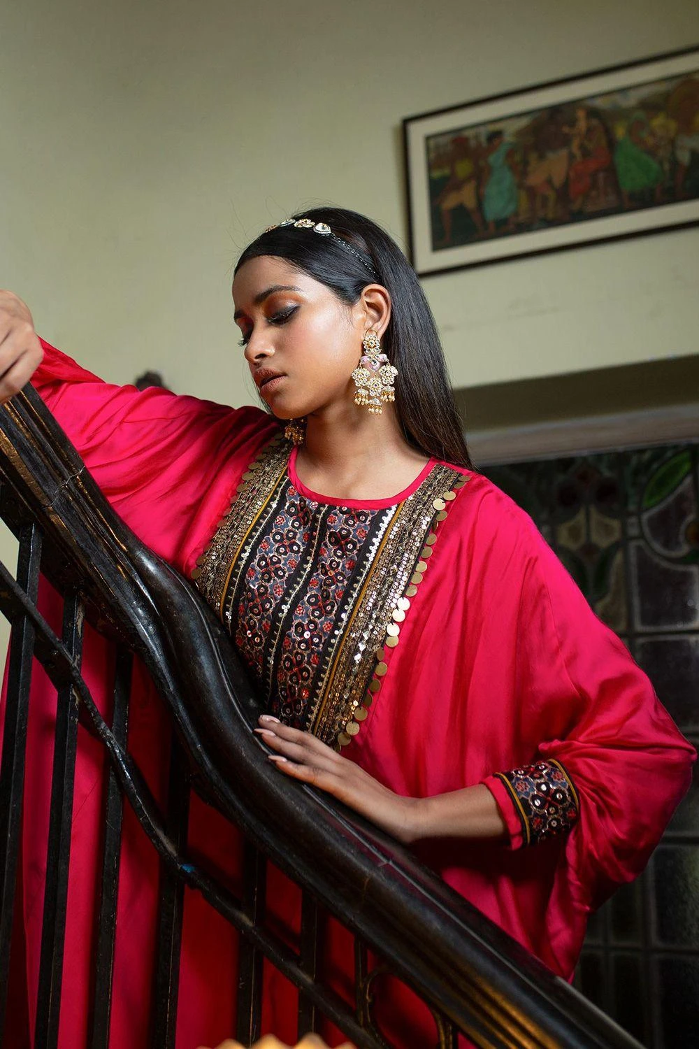 Prahnaaya Pink Anti Fit Kurta Set With Ajrakh Patch 3 Prahnaaya Pink Anti Fit Kurta Set With Ajrakh Patch - Image 3