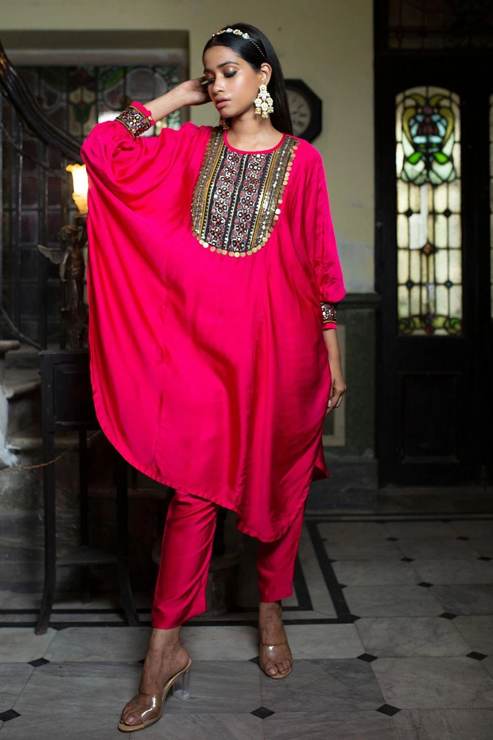 Prahnaaya Pink Anti Fit Kurta Set With Ajrakh Patch 4 Prahnaaya Pink Anti Fit Kurta Set With Ajrakh Patch - Image 4