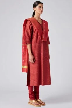 Red Cotton Silk Dupatta 8 Red Cotton Silk Dupatta -Echo Clothing Store pratap2010 2 3