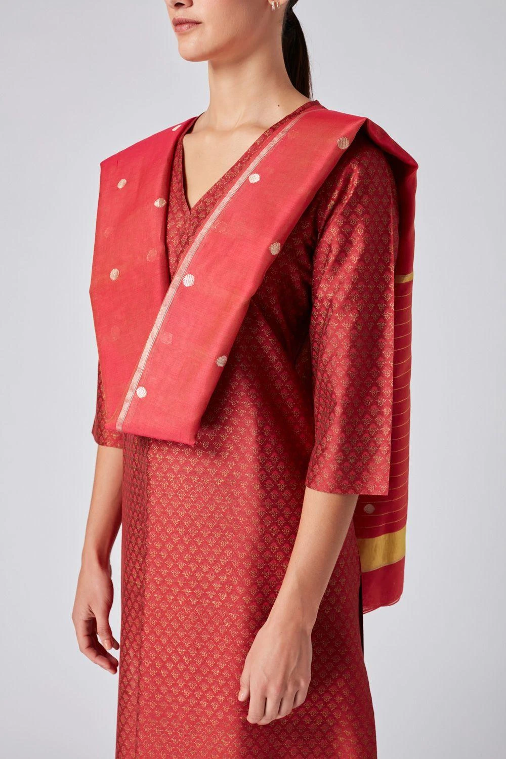 Red Cotton Silk Dupatta 5 Red Cotton Silk Dupatta - Image 5