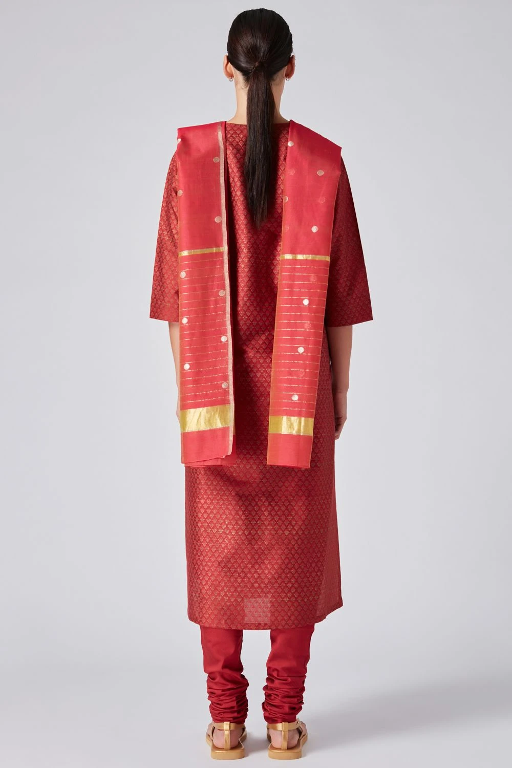 Red Cotton Silk Dupatta 6 Red Cotton Silk Dupatta - Image 6