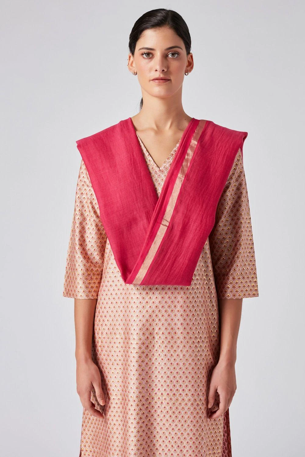 Pink Cotton Silk Dupatta 2 Pink Cotton Silk Dupatta - Image 2