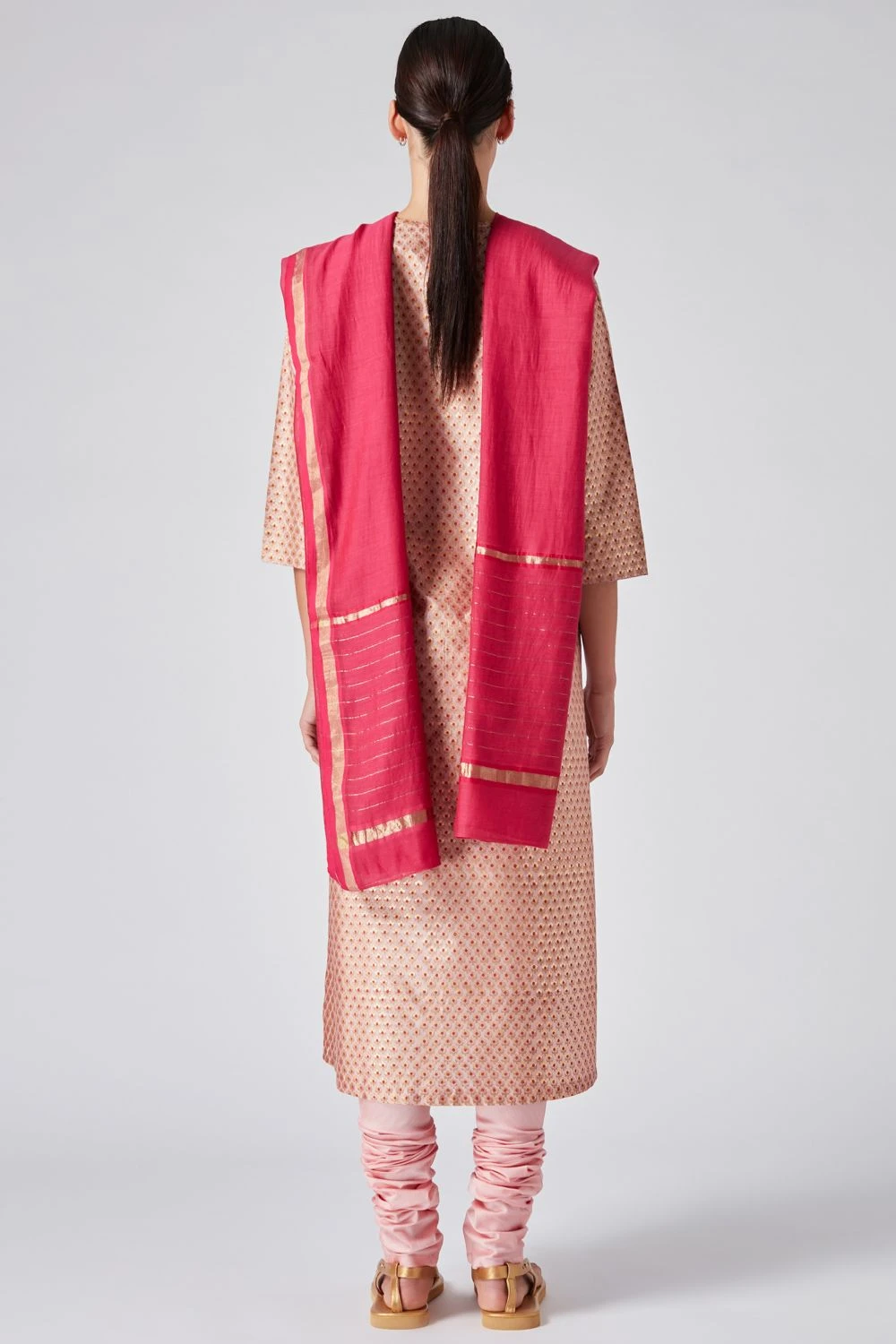 Pink Cotton Silk Dupatta 4 Pink Cotton Silk Dupatta - Image 4