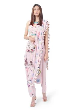 Payal Singhal Draped Sari With Tassel Detail