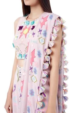 Payal Singhal Draped Sari With Tassel Detail -Echo Clothing Store ps fw739 4