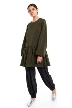 PS Pret By Payal Singhal Bottle Green Frill Hem Tunic