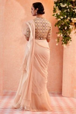 Ridhi Mehra Dirty Ivory Ruffle Sari Set 5 Ridhi Mehra Dirty Ivory Ruffle Sari Set -Echo Clothing Store rmdl 01 3 1