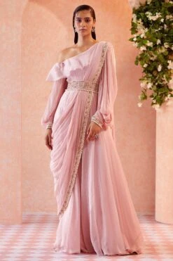 Ridhi Mehra Pink Ruffle Jumpsuit Set