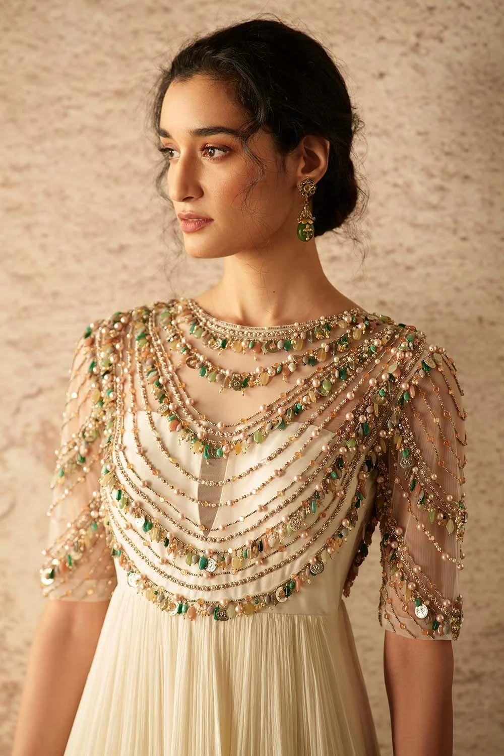 Ridhi Mehra Ivory Jewel Embellished Anarkali Set 4 Ridhi Mehra Ivory Jewel Embellished Anarkali Set - Image 4