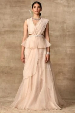 Ridhi Mehra Alba Ivory Embroidered Sari Set