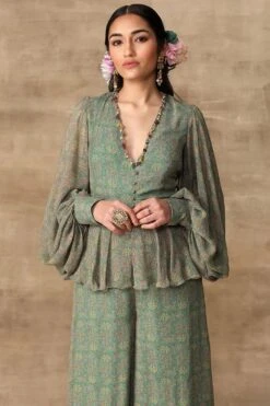 Ridhi Mehra Marcella Turquoise Paisley Printed Jumpsuit -Echo Clothing Store rmwd 21 3