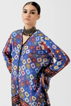 Rajdeep Ranawat Blue Bandhani Print Draped Dress -Echo Clothing Store rr 1139 4