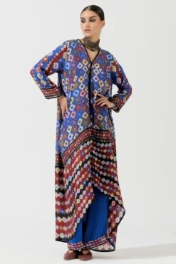 Rajdeep Ranawat Blue Bandhani Print Draped Dress -Echo Clothing Store rr 1139 5