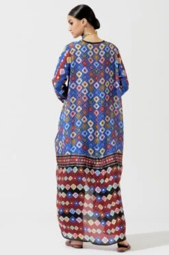 Rajdeep Ranawat Blue Bandhani Print Draped Dress -Echo Clothing Store rr 1139 6