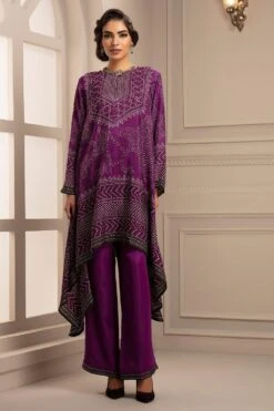 Rajdeep Ranawat Purple Silk Bandhni Asymmetrical Tunic Set
