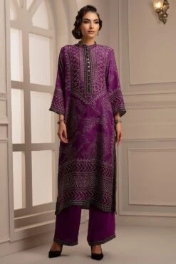 Rajdeep Ranawat Purple Silk Bandhni Long Kurta Set