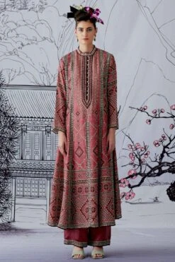 Rajdeep Ranawat Pink Bandhani Printed Anarkali & Palazzo Set