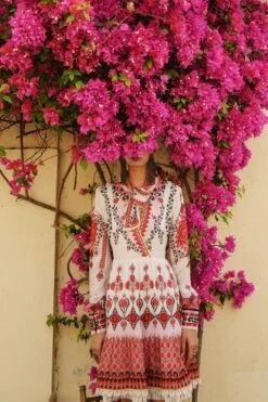 Rajdeep Ranawat Ivory Printed Silk Dress -Echo Clothing Store rr20757 3