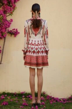 Rajdeep Ranawat Ivory Printed Silk Dress -Echo Clothing Store rr20757 4