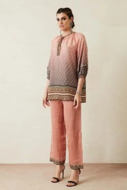 Rajdeep Ranawat Ombre Pink Printed Top & Pant Set