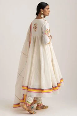 Ivory Anarkali With Floral Embroidery & Gota Work -Echo Clothing Store sa8 6